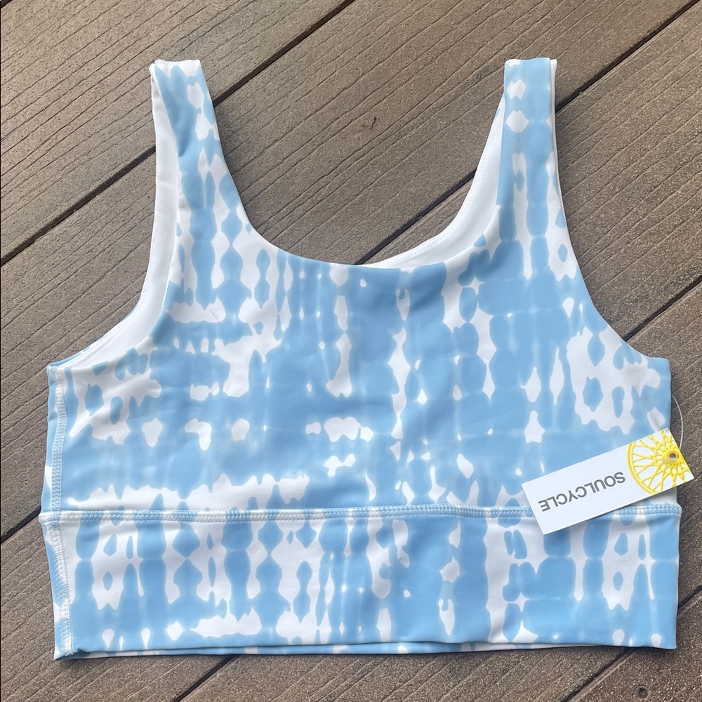 SoulCycle NWT BLUE AND WHITE TYE DYR SPORTS BRA-Large